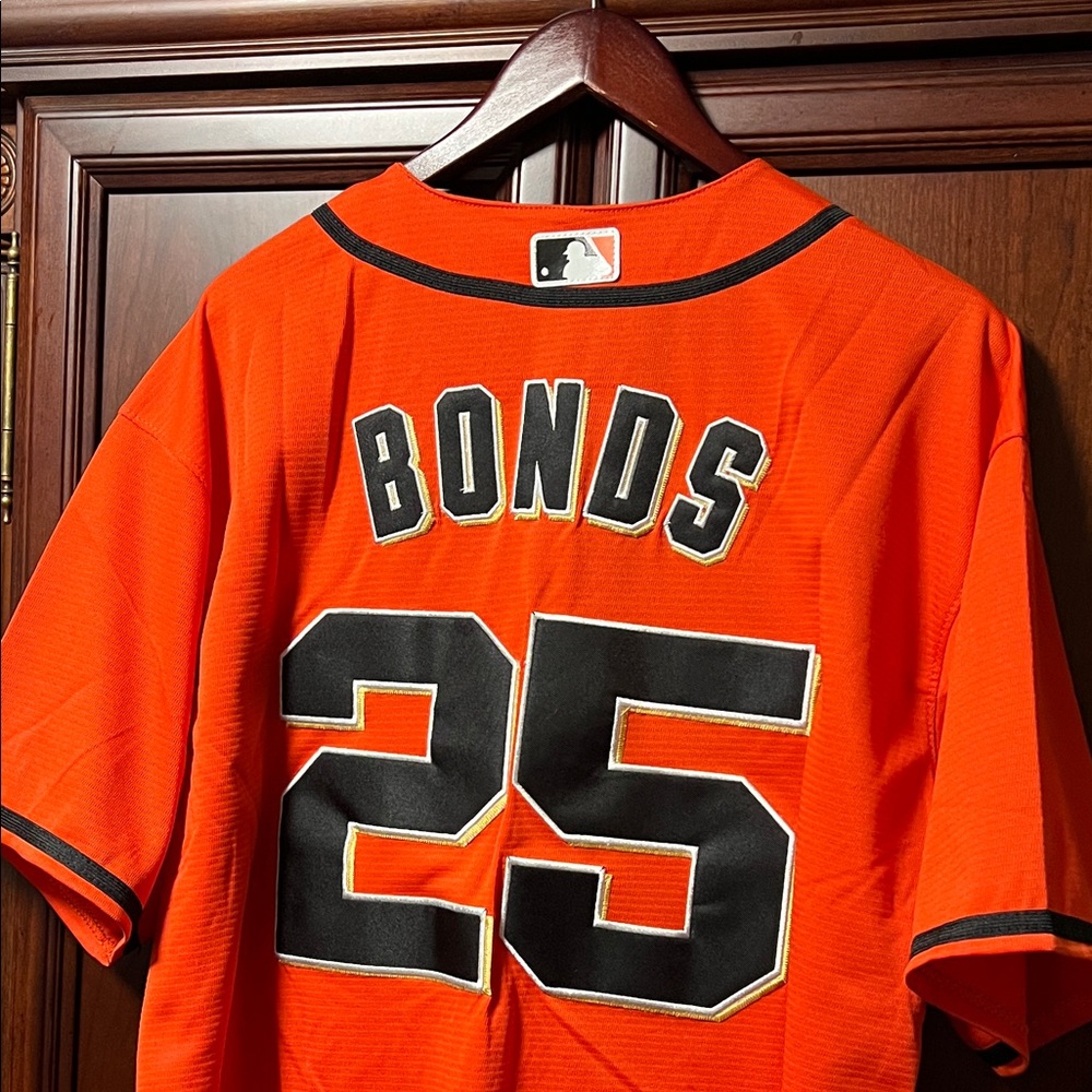 Nike MLB SF Giants Orange & Black All Time Home Run Leader Barry Bonds Jersey!